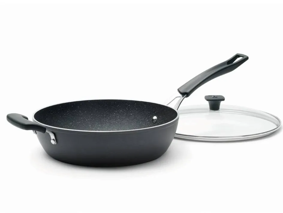 Ricardo Cuisine Poêles Et Casseroles-Poêle à frire profonde en aluminium forgé antiadhésif «  The Rock » de 28 cm (11 po) avec couvercle en verre RICARDO